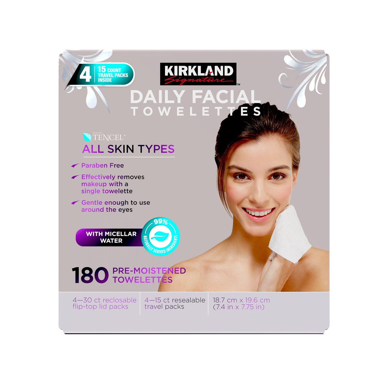 Kirkland Signature Micellar Daily Facial Cleansing Towelettes - Image 1