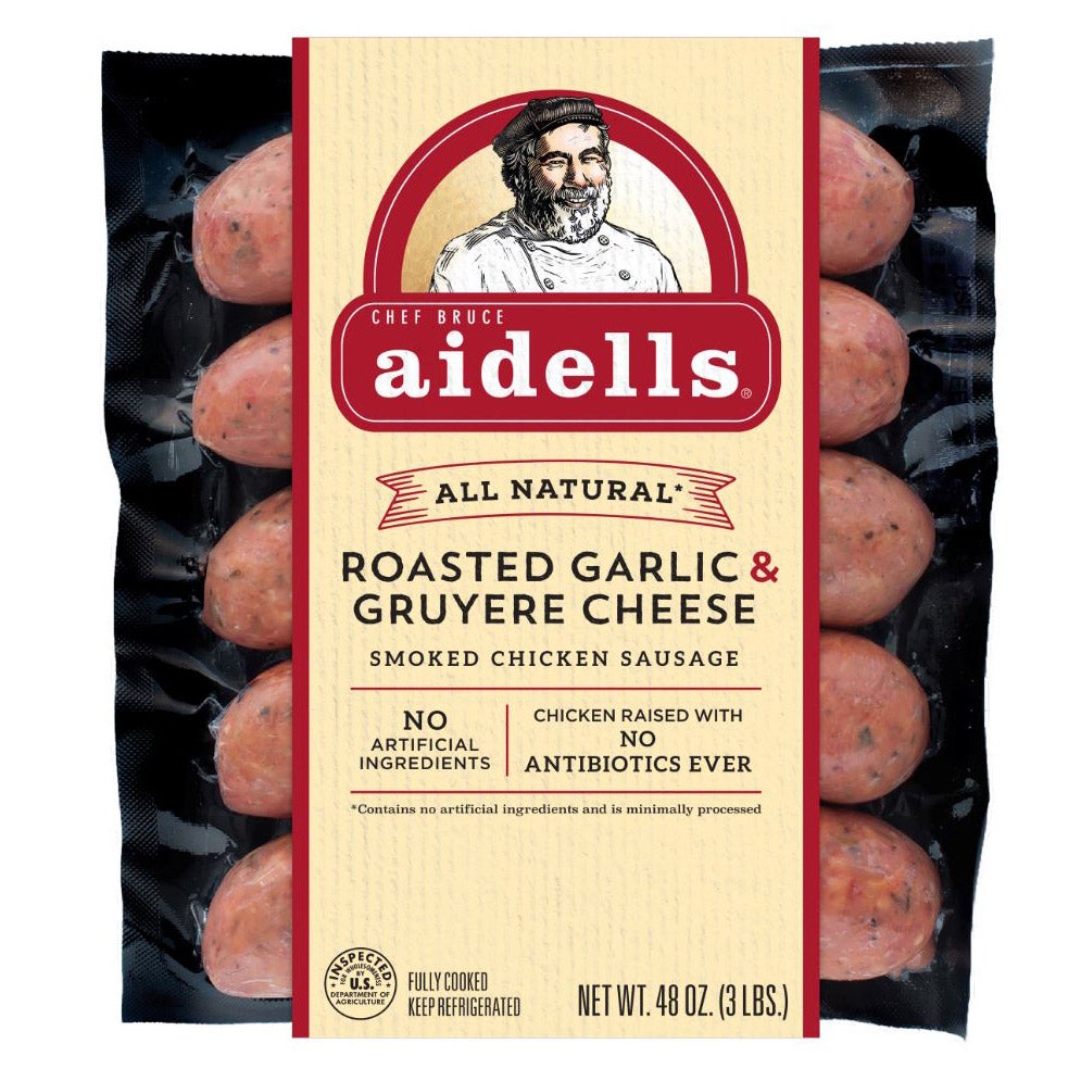 Aidells Roasted Garlic & Gruyere Chicken Sausage 48 oz - Image 1