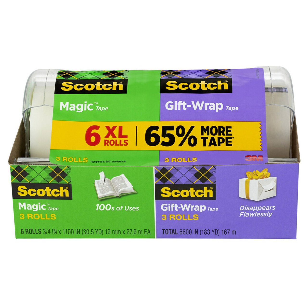 3M Scotch Magic Tape/Gift Wrap Tape 6-Pack, 6600" Total - Image 1