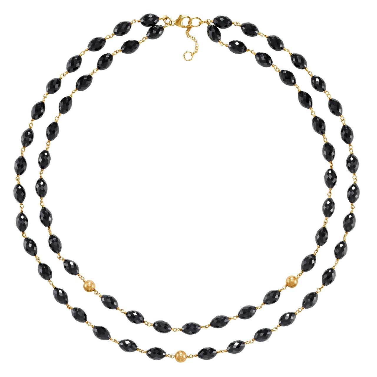 14kt Yellow Gold Black Onyx Layered 2-Row Necklace - Image 1