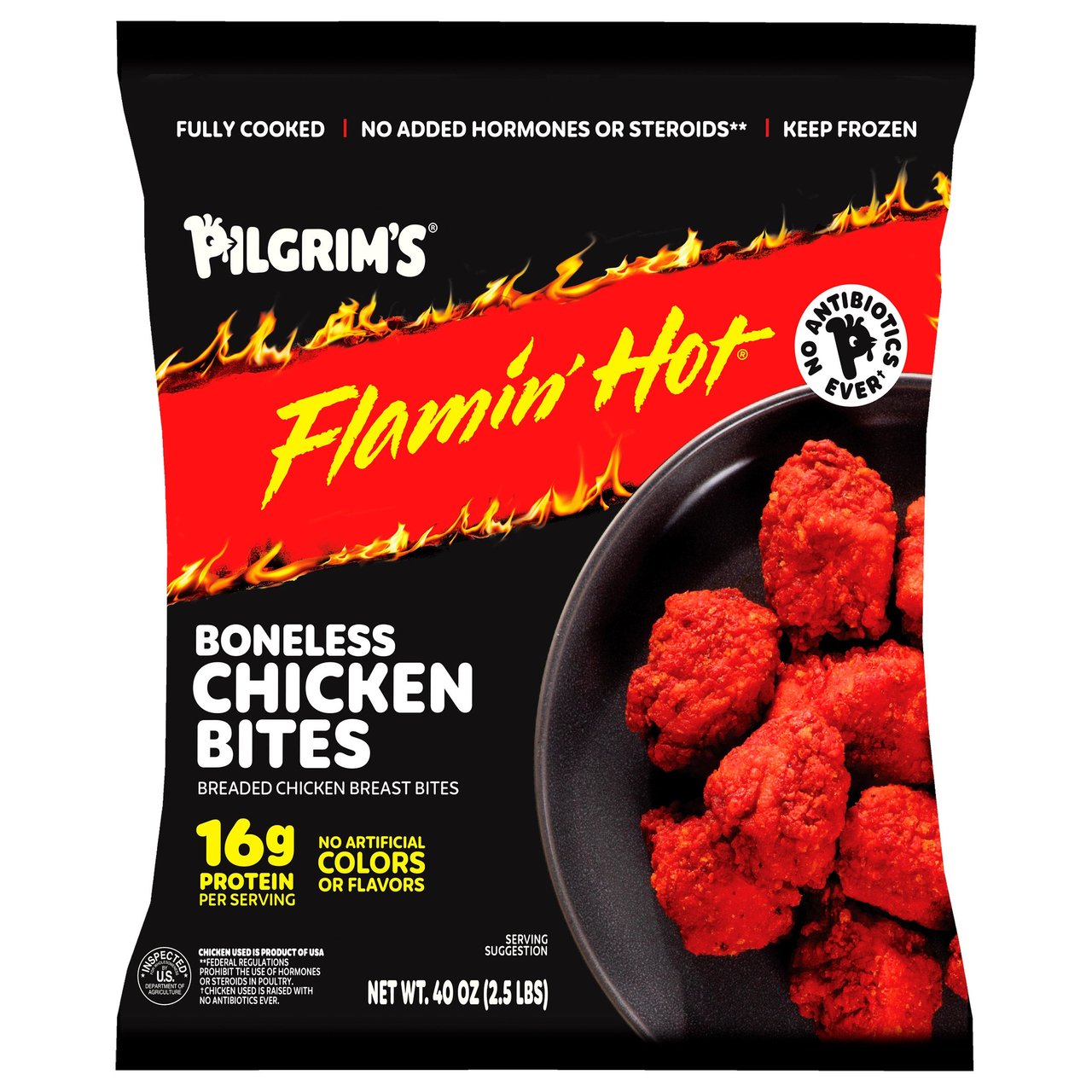 PILGRIM'S FLAMIN HOT BONELESS CHICKEN BITES 2.5 LBS - Image 1