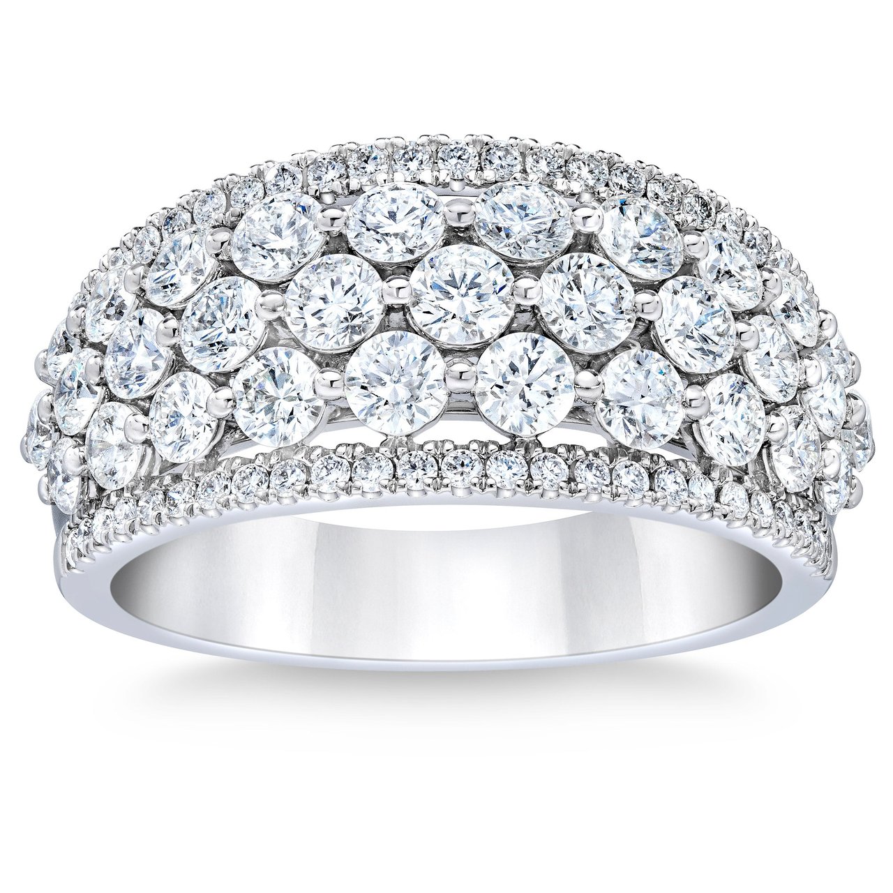 Platinum VS2 I 2.00 ctw Round Diamond Multi Row Band, Size 7 - Image 1