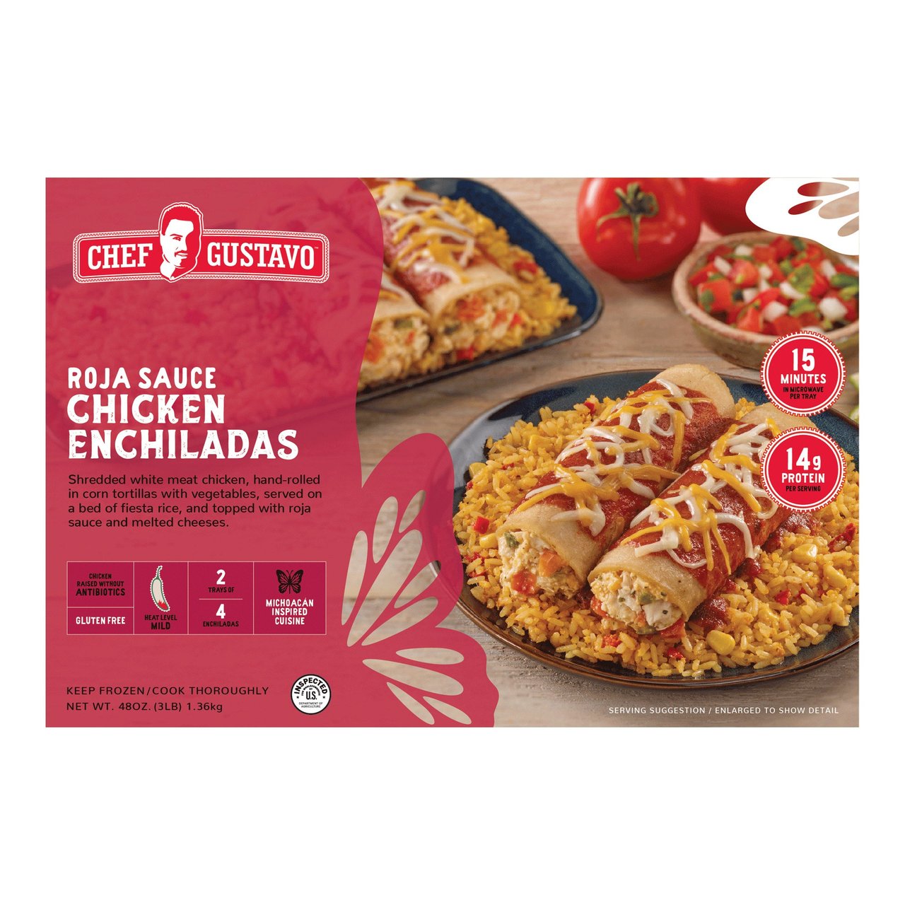 Chef Gustavo Chicken Enchiladas Roja Sauce, 48 oz - Image 1