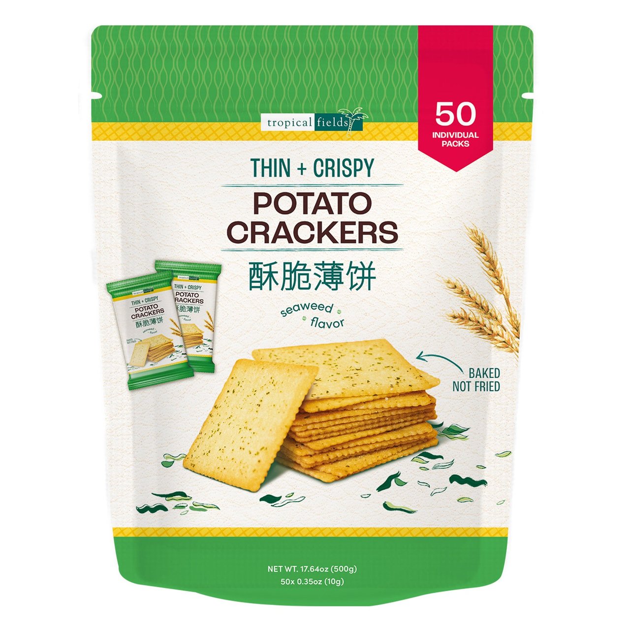 Tropical Fields Thin Potato Crackers, Seaweed Flavor, 17.6 Ounces - Image 1