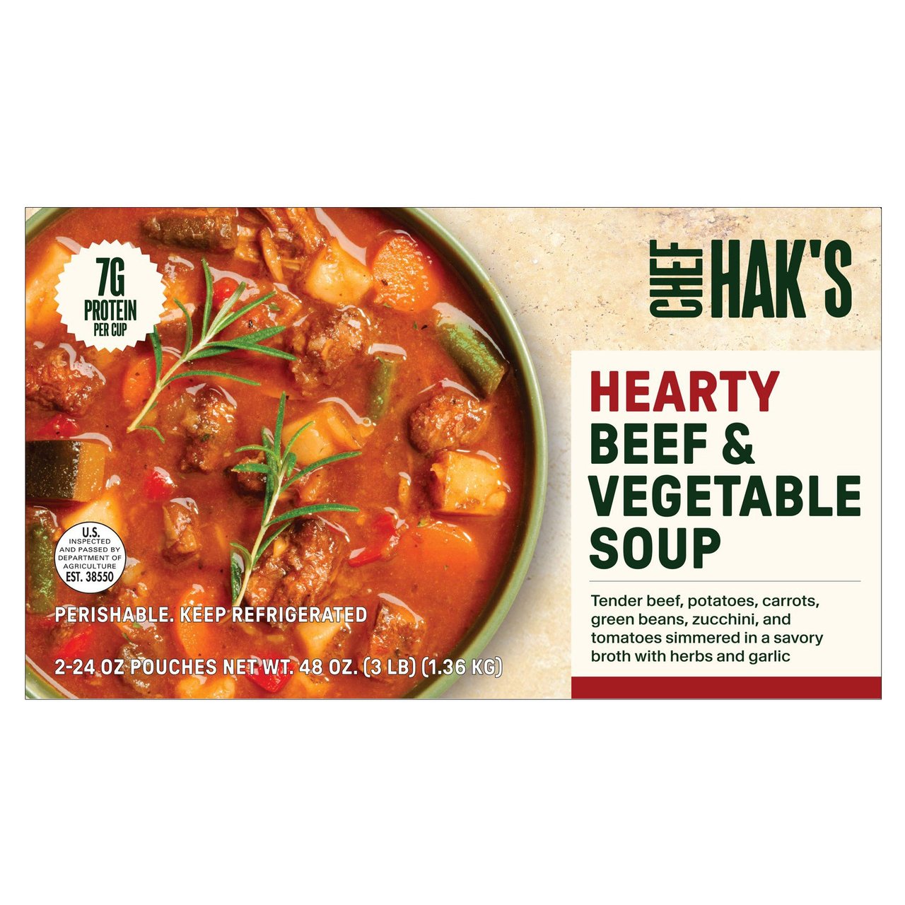 Chef Hak's Beef & Veggie Soup 2/24 oz - Image 1