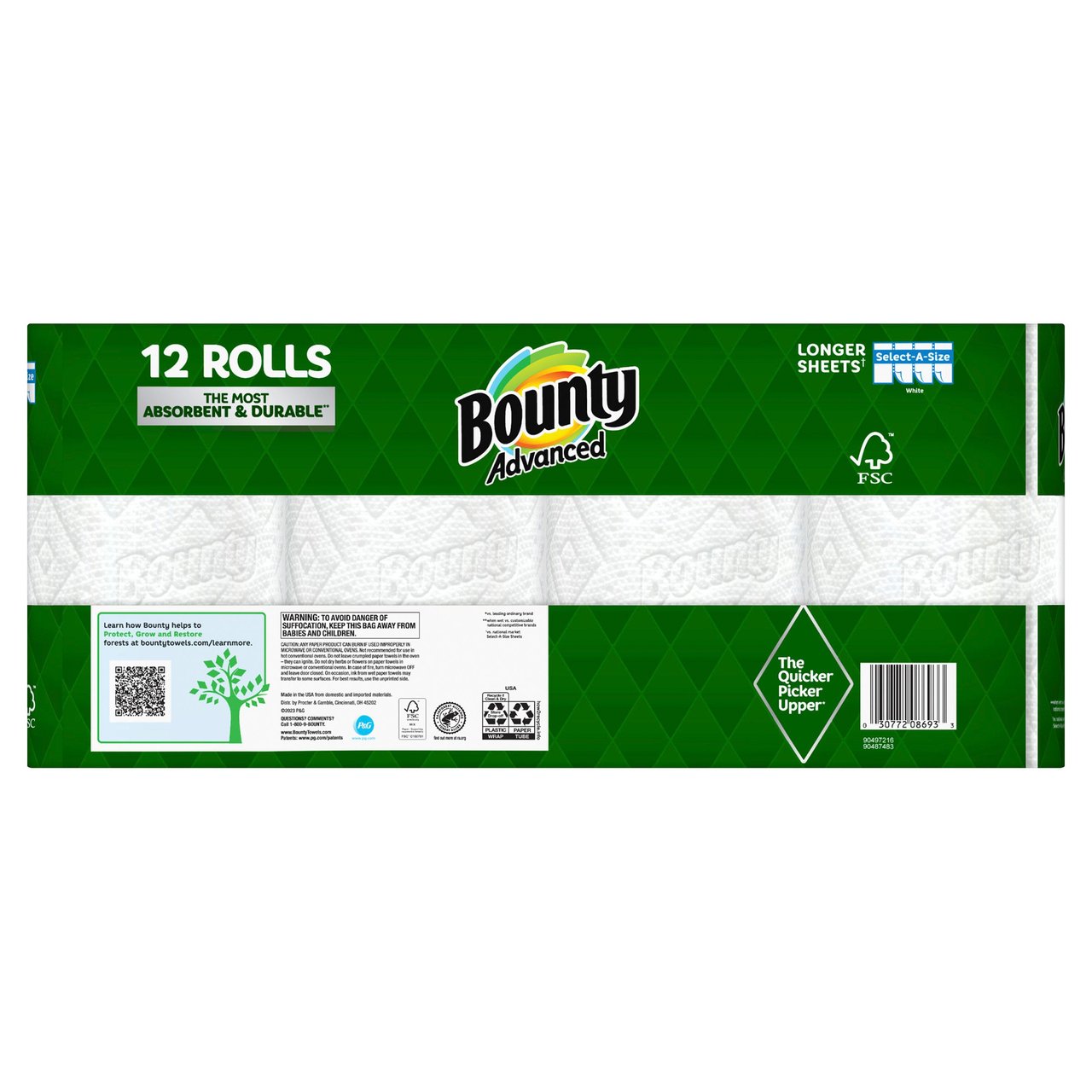 Bounty Advanced Paper Towel 656 Sq Ft 12 Rolls / 101 Sheets