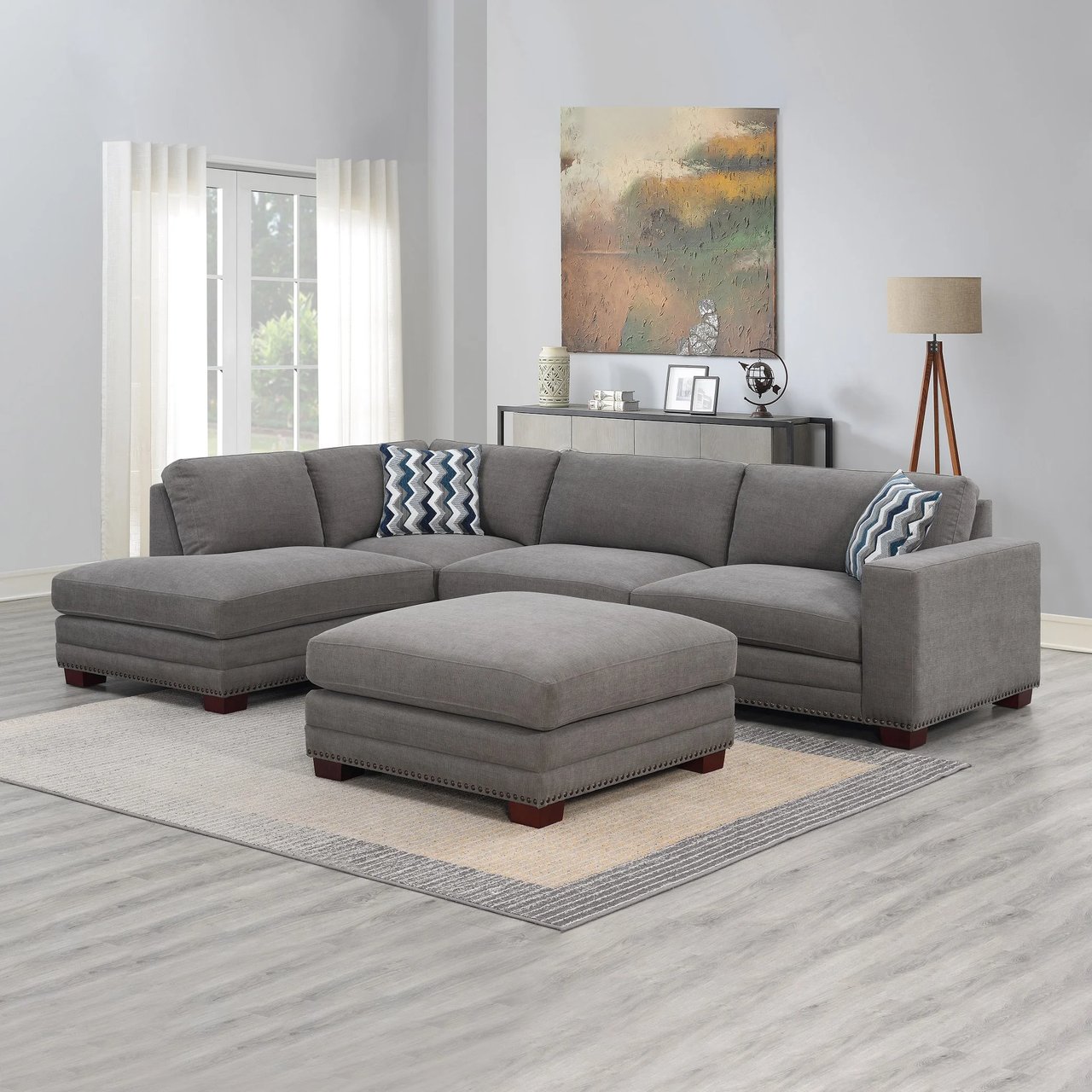 Penelope Fabric Sectional with Ottoman - Image 1