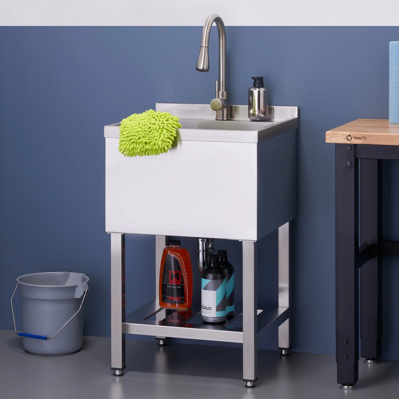 Trinity Utility Sink with Pull-Out Faucet and Sink Grid - Image 1