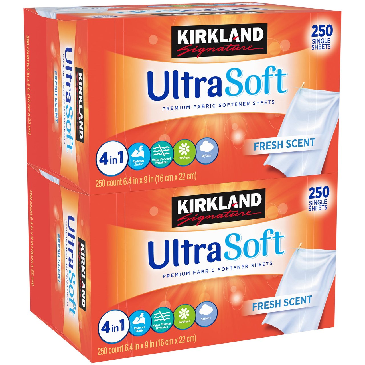 Kirkland Signature Fabric Softener Sheets, 250-Count, 2-Pack - Image 1