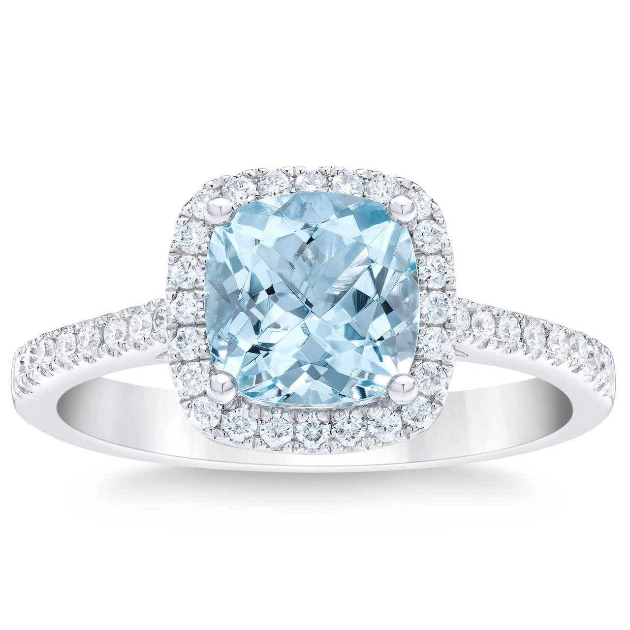 14kt White Gold 0.20ctw VS2 I Diamond & Aquamarine Ring - Image 1