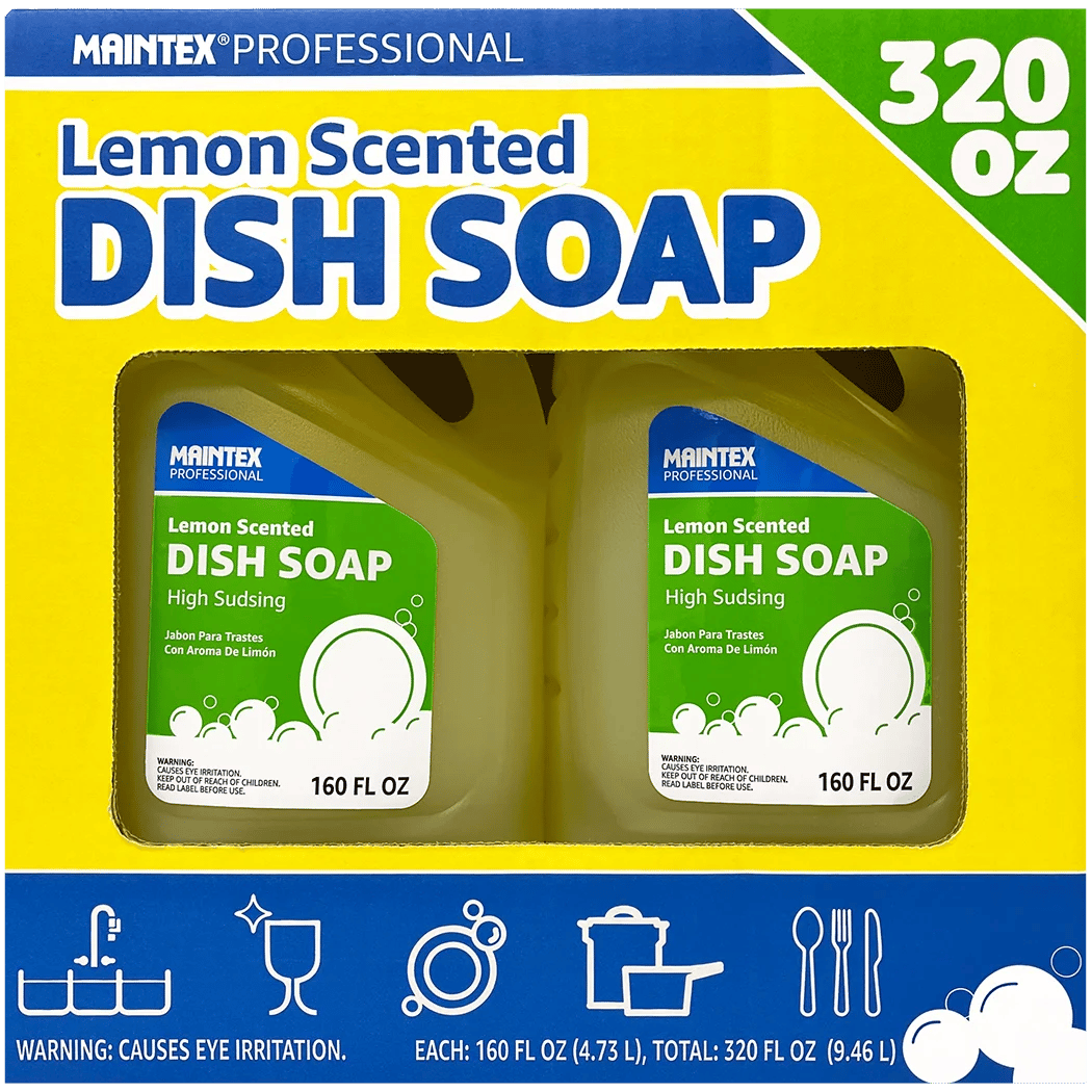 Maintex Professional High Sudsing Lemon Dish Soap, 2 Pack, 160 fl oz Each - Image 1