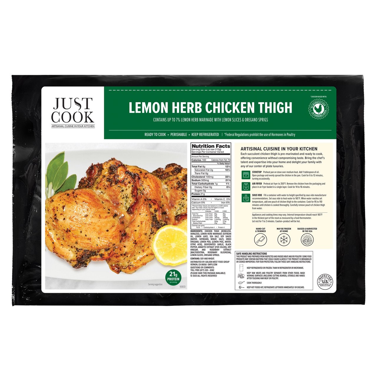 Just Cook Lemon Chicken Thighs ABF Price per Pound - Image 1