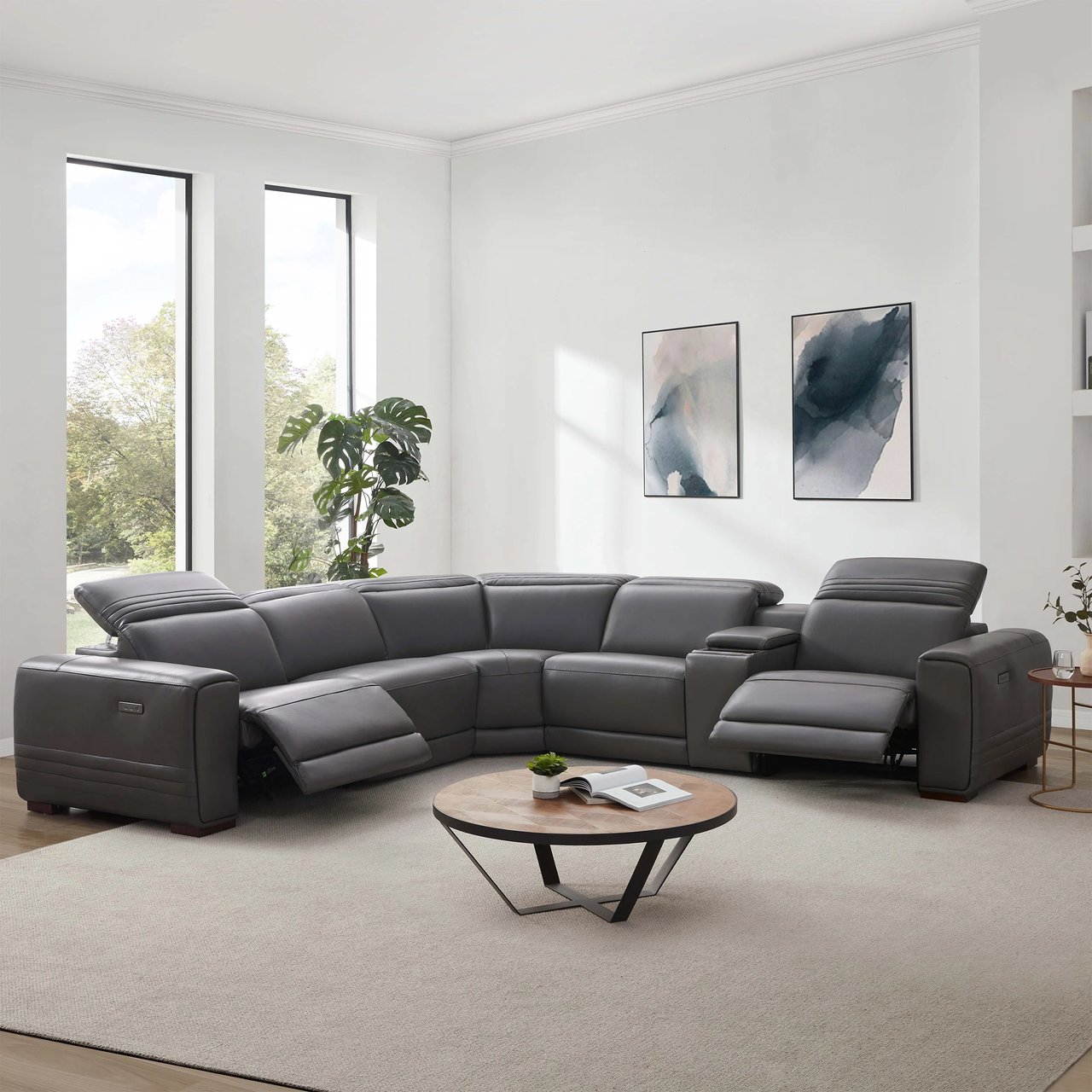 Aiden & Ivy Karson Leather Power Reclining Sectional - Image 1