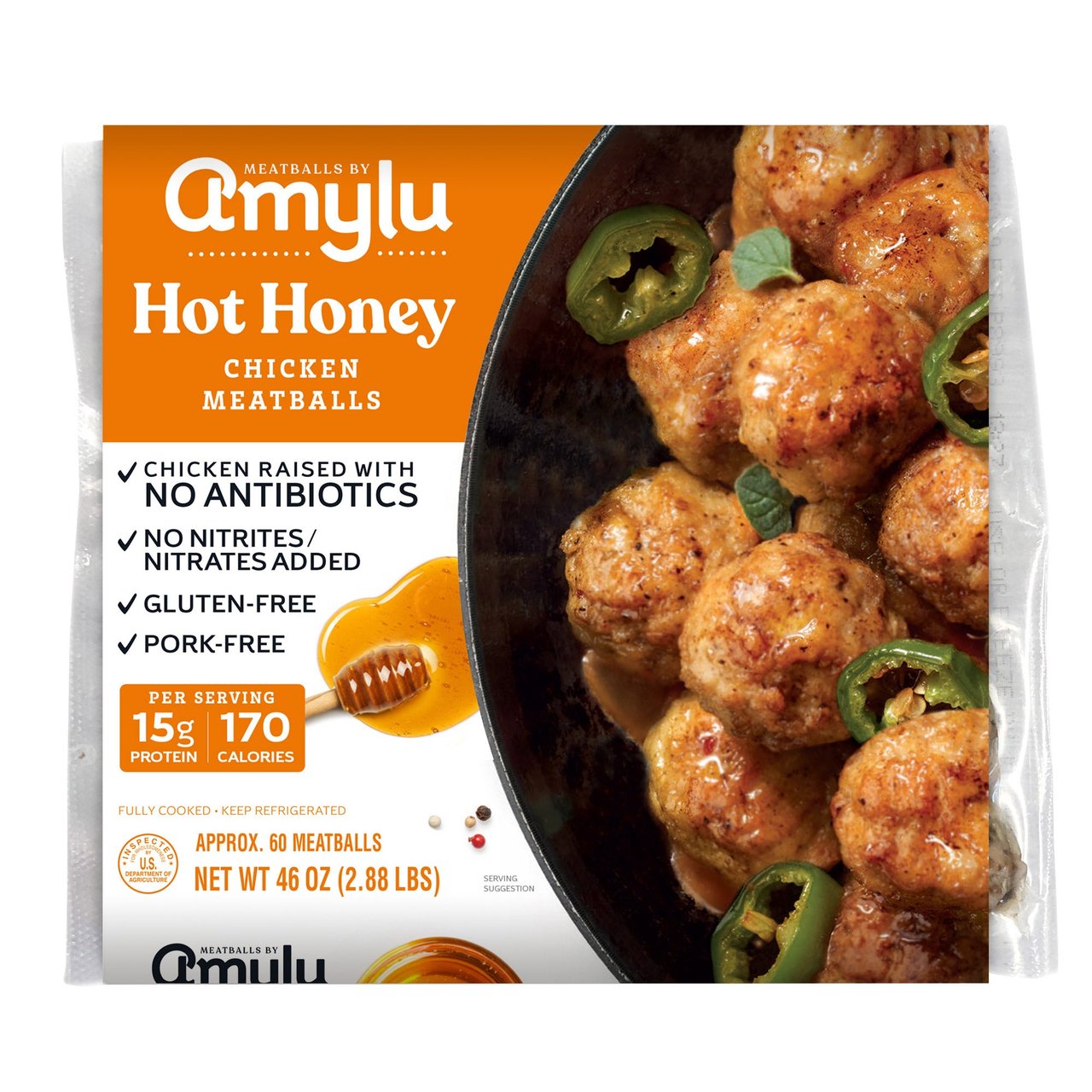 Amylu Hot Honey ABF Chicken Meatballs 2.88 lb - Image 1