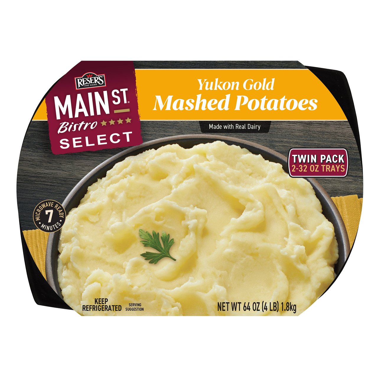 Main St. Bistro Yukon Gold Mashed Potatoes, 2 Pack, 32 Ounces Each - Image 1
