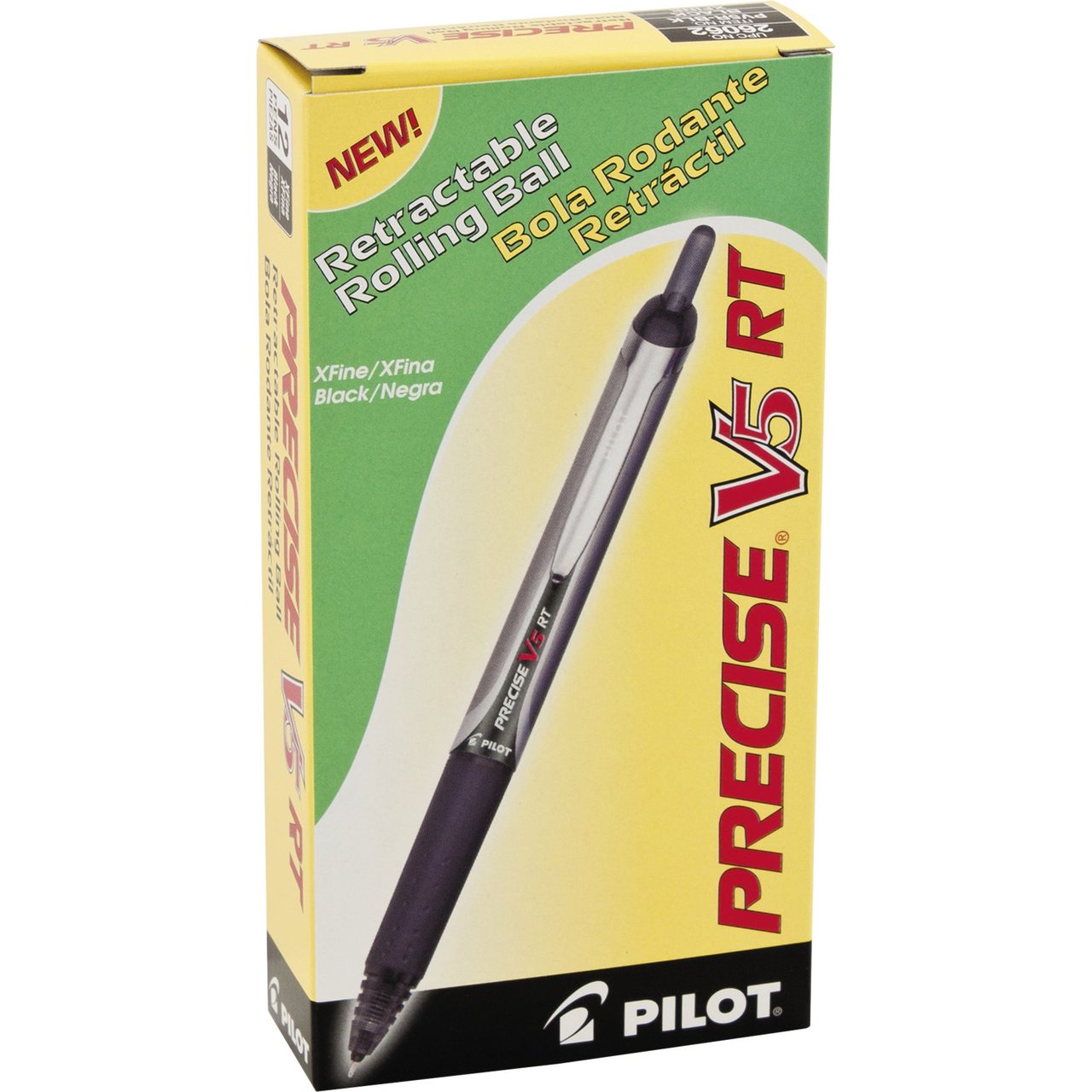 Pilot Precise V5 RT Retractable Rollerball Pen, Black Ink, 12-Count - Image 1