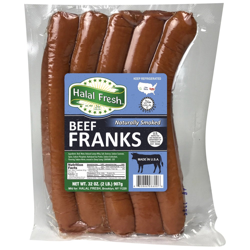 Halal Fresh Beef Franks, 32 oz (2 lbs)