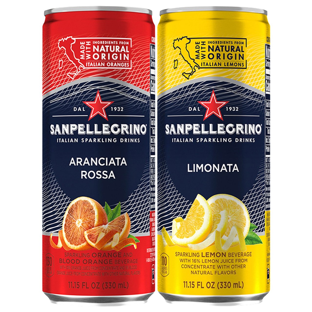 San Pellegrino Italian Sparkling Drink, Limonata & Aranciata Rossa Variety Pack, 24 x 11.15 oz - Image 1