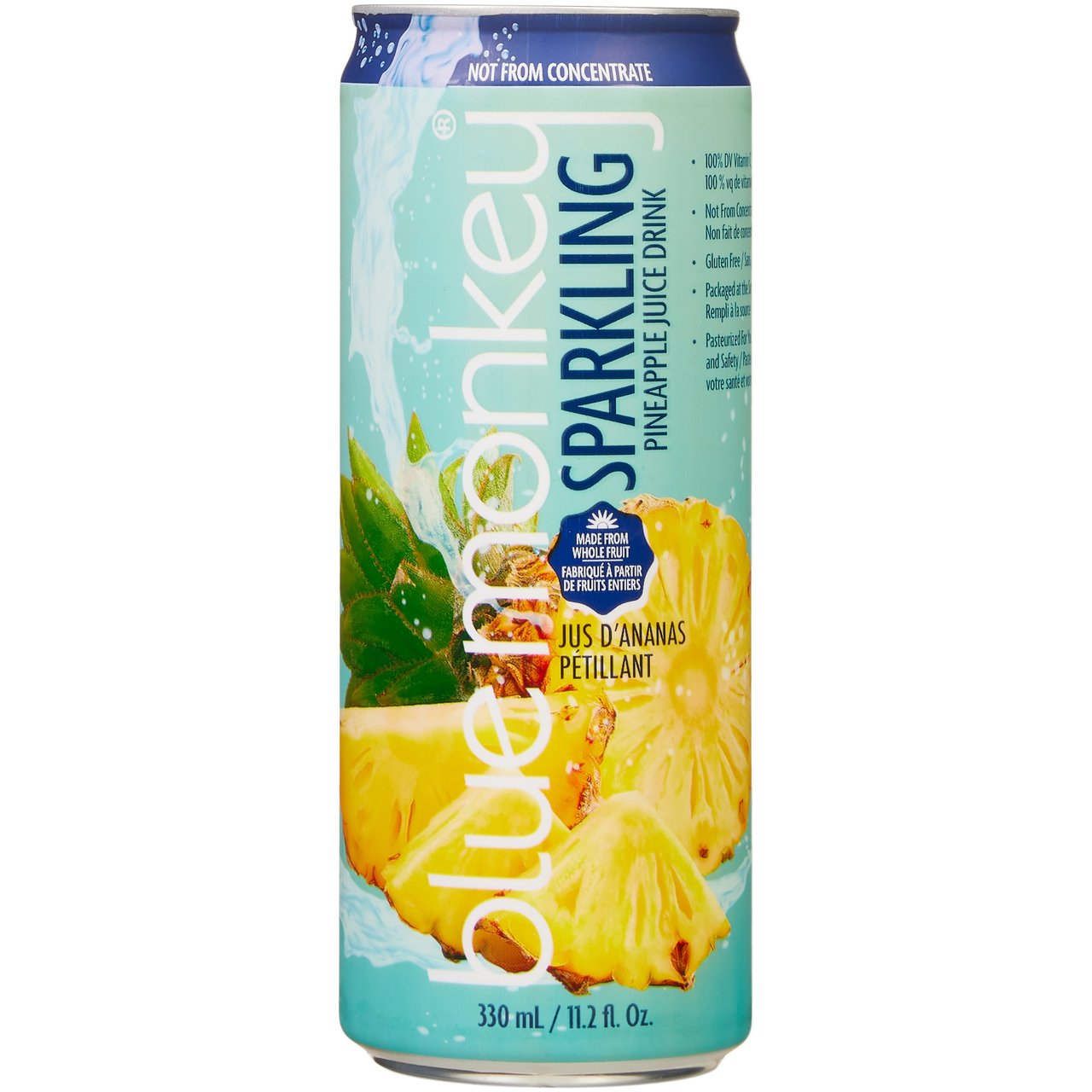 Blue Monkey Sparkling Pineapple Juice, 15 Count - 11.2oz