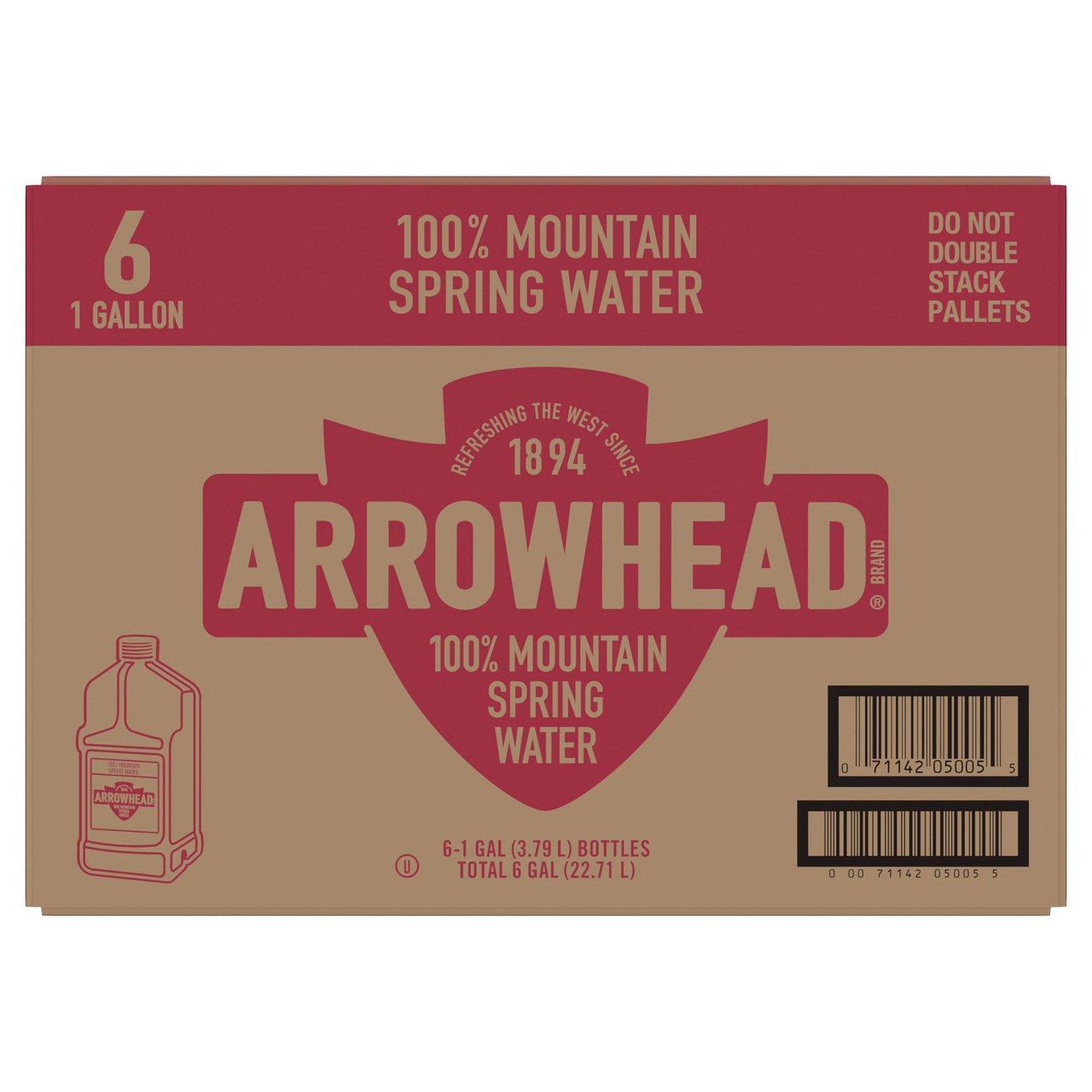 Arrowhead 100% Mountain Spring Water, 1 Gallon, 6-Count - Image 1