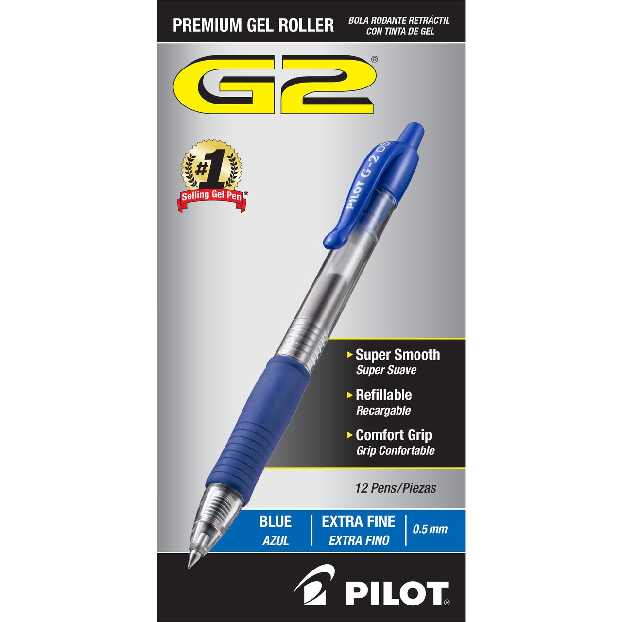 Pilot G2 Gel Extra Fine Blue Pens, 12-Pack (PIL31003) - Image 1