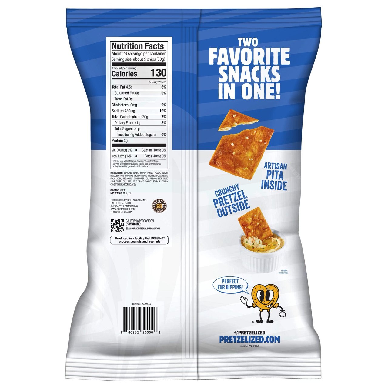 Pretzelized Sea Salt Pretzel Pita Chips, 28 oz - Image 1