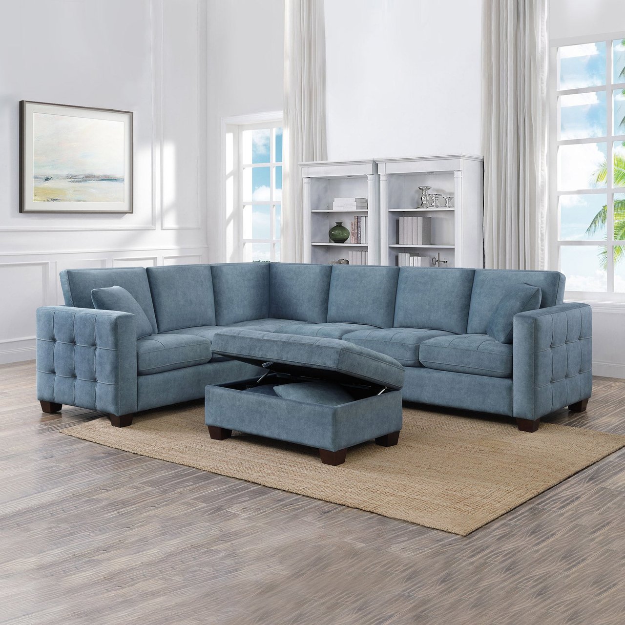 Thomasville Kylie Fabric Sectional with Storage Ottoman - Image 1