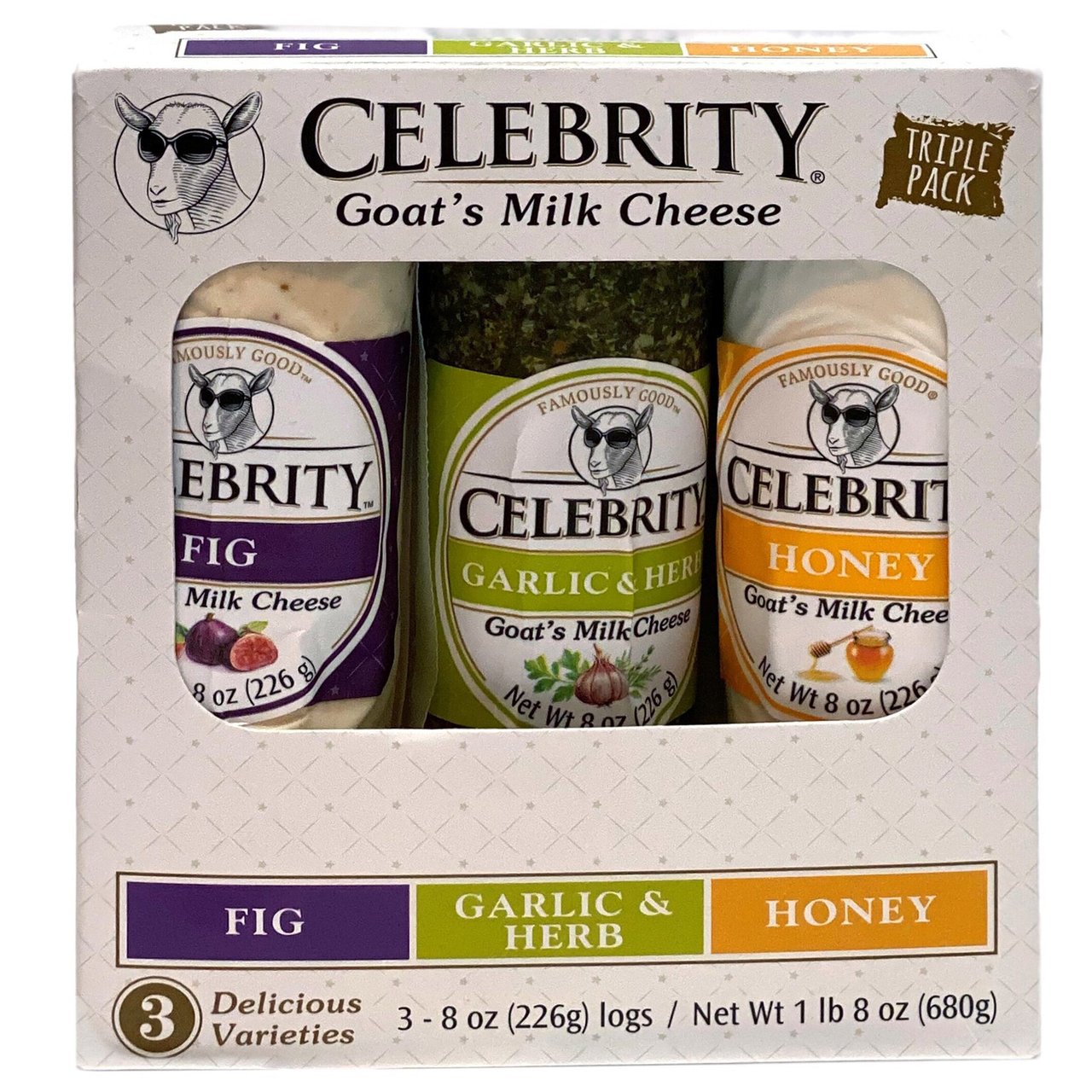 Celebrity Goat Cheese Variety Pack, 3 Pack, 8 oz Each - Image 1