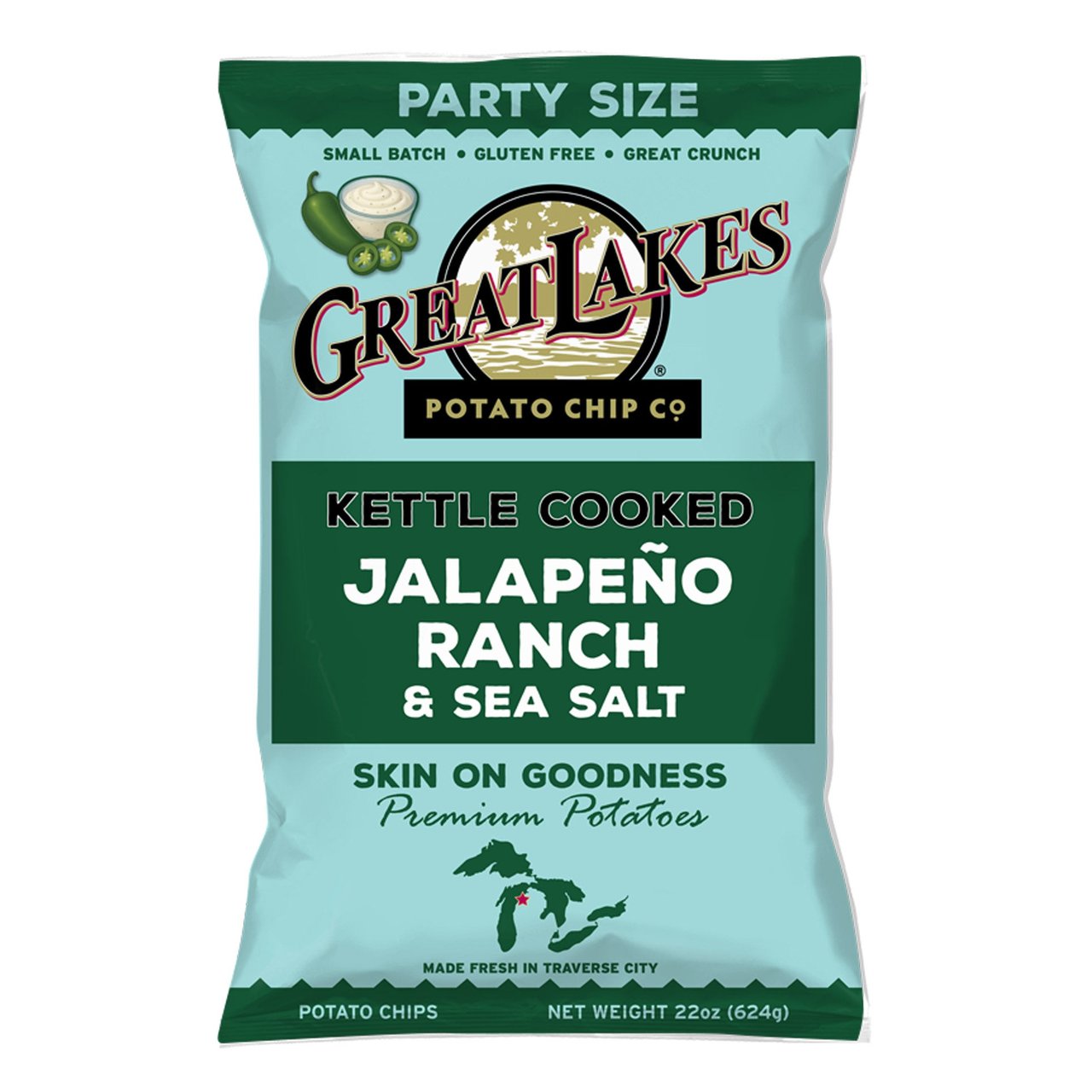 Great Lakes Jalapeño Ranch & Sea Salt Potato Chips 22 Ounce Bag - Image 1