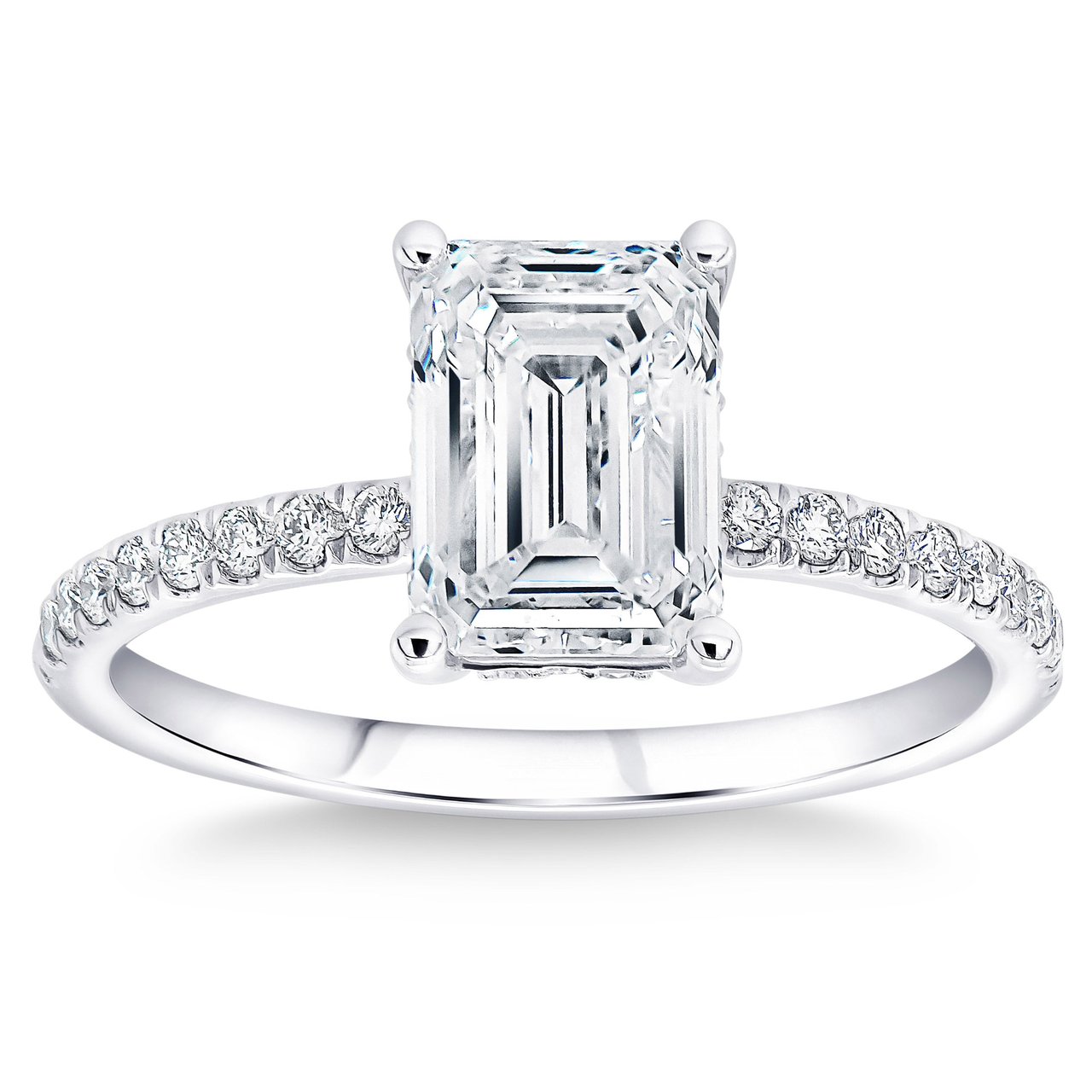2.25 CTW Emerald Cut Platinum Diamond Wedding Ring - 2.00 CT Center, VVS1, H Color - Image 1