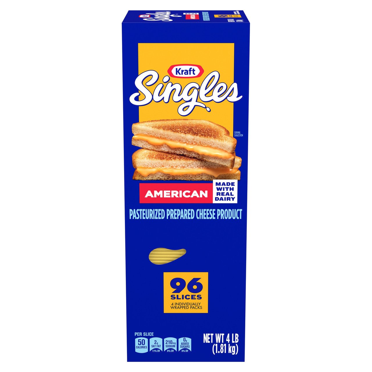 Kraft Singles American Cheese, 96 Slices, 4 lb - Image 1