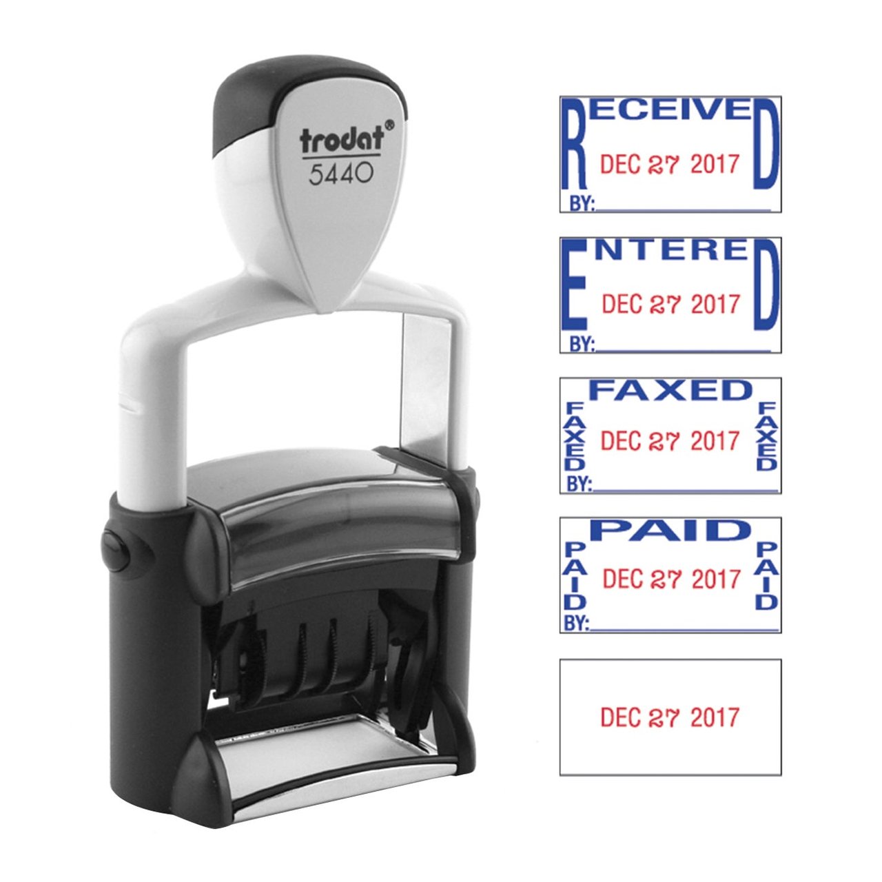 Trodat Professional 5-in-1 Date Stamp USST5444, Blue/Red - Image 1