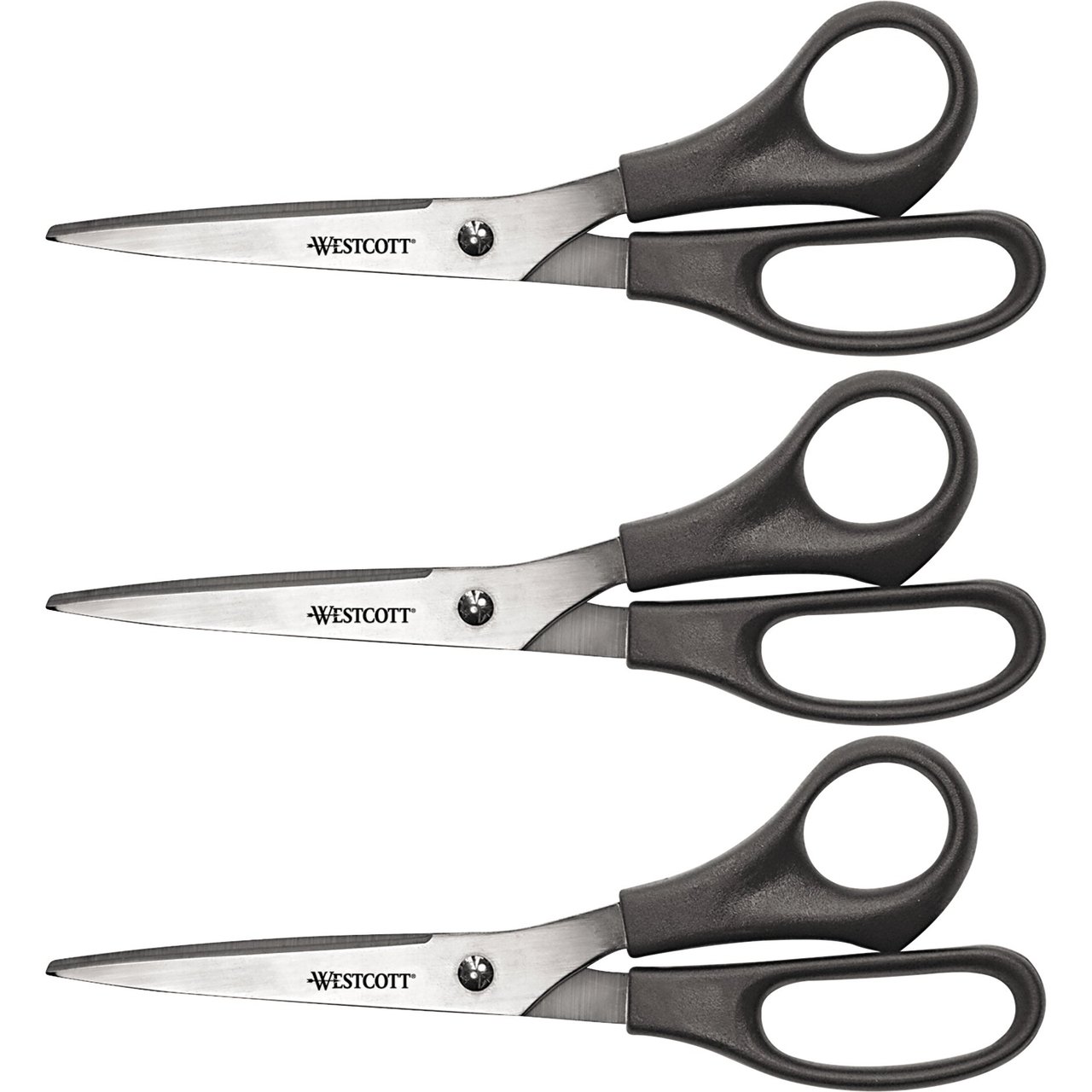 Westcott Value Line Stainless Steel Shears, 8" Long, 3-Pack (ACM13402) - Image 1