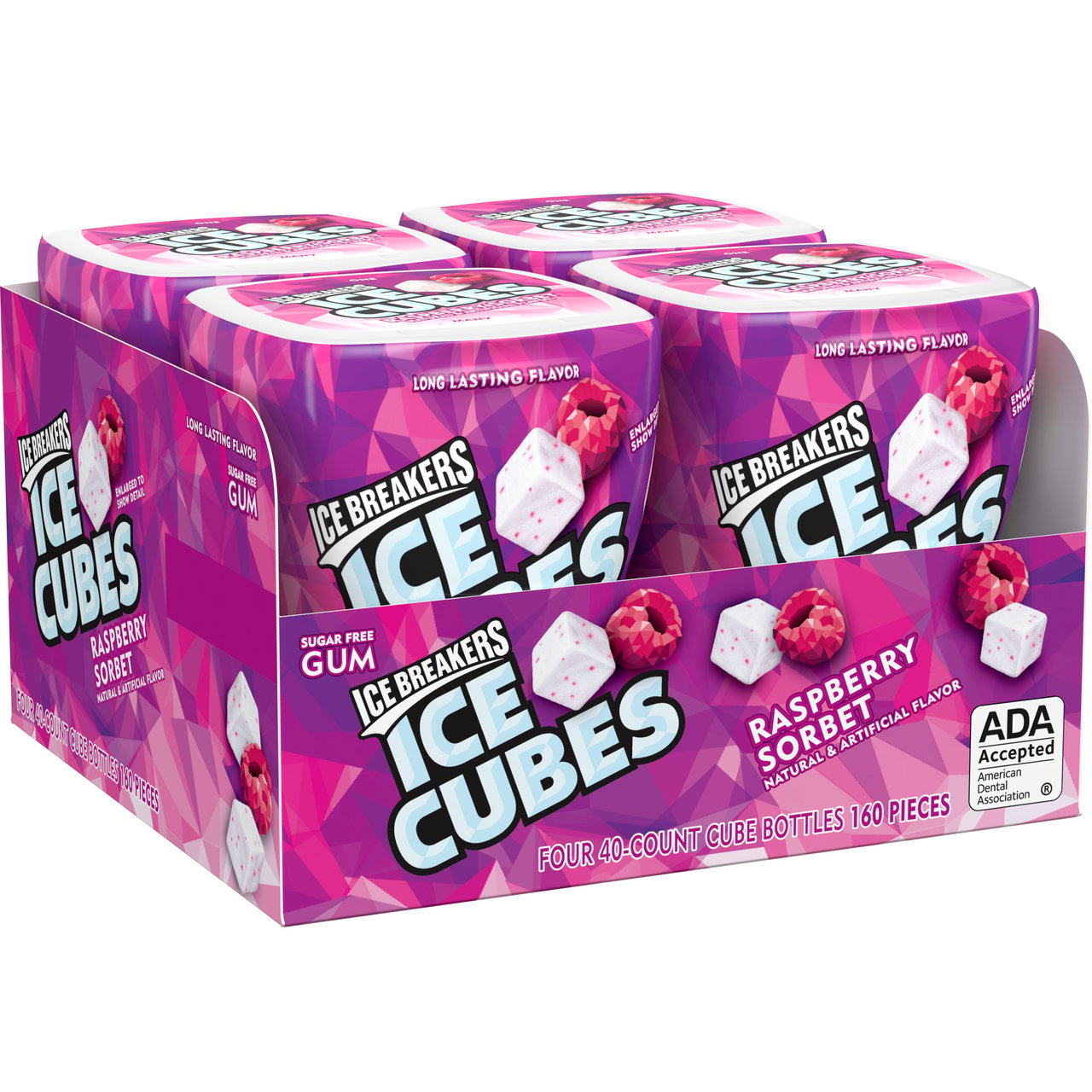 Ice Breakers Ice Cubes Raspberry Sorbet Sugar Free Gum, 4 ct/40 pc - Image 1