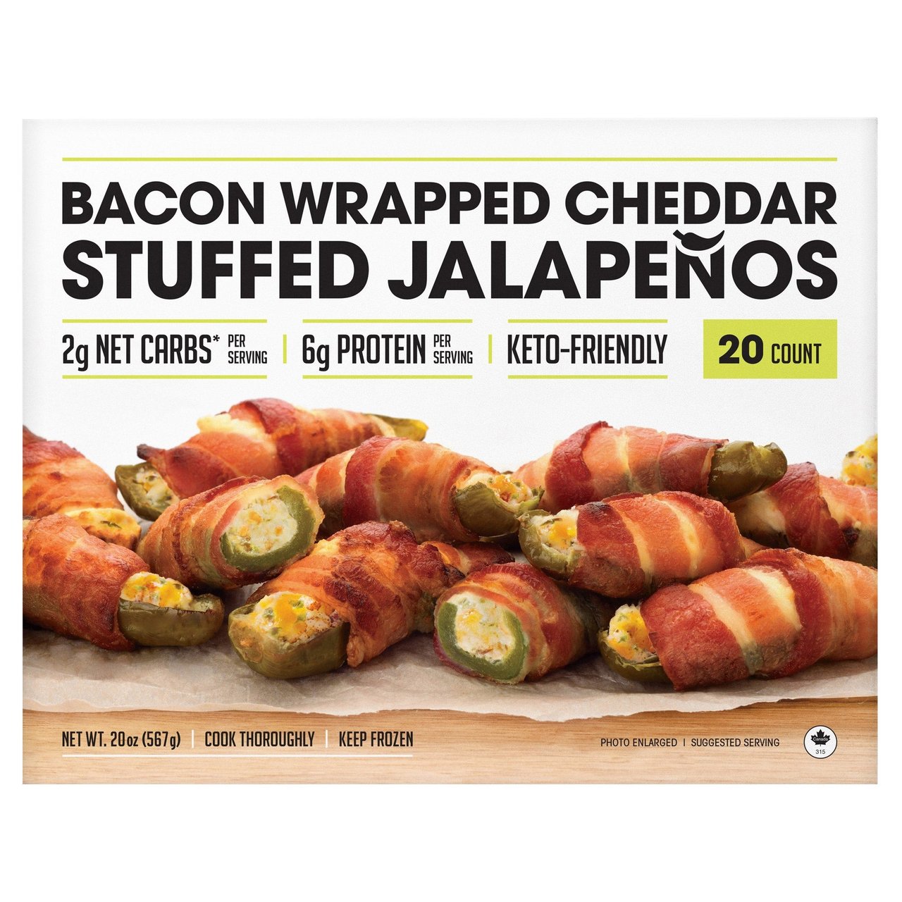 Ocean Pier Bacon Wrapped Cheddar Stuffed Jalapeños, 20 Count Box - Image 1