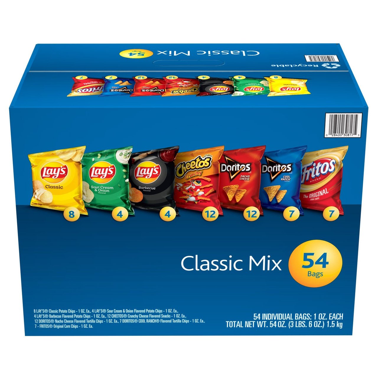 Frito Lay Classic Mix Variety Pack, 54 Count (1 oz Each) - Image 1