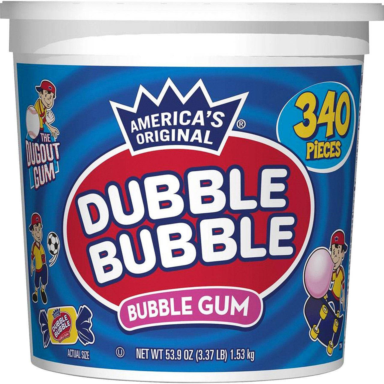 Dubble Bubble Tub Bubble Gum 340 CT - Image 1