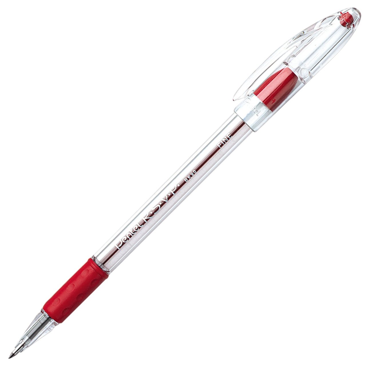 Pentel RSVP Fine Point Stick Pen, Red, 24-Count