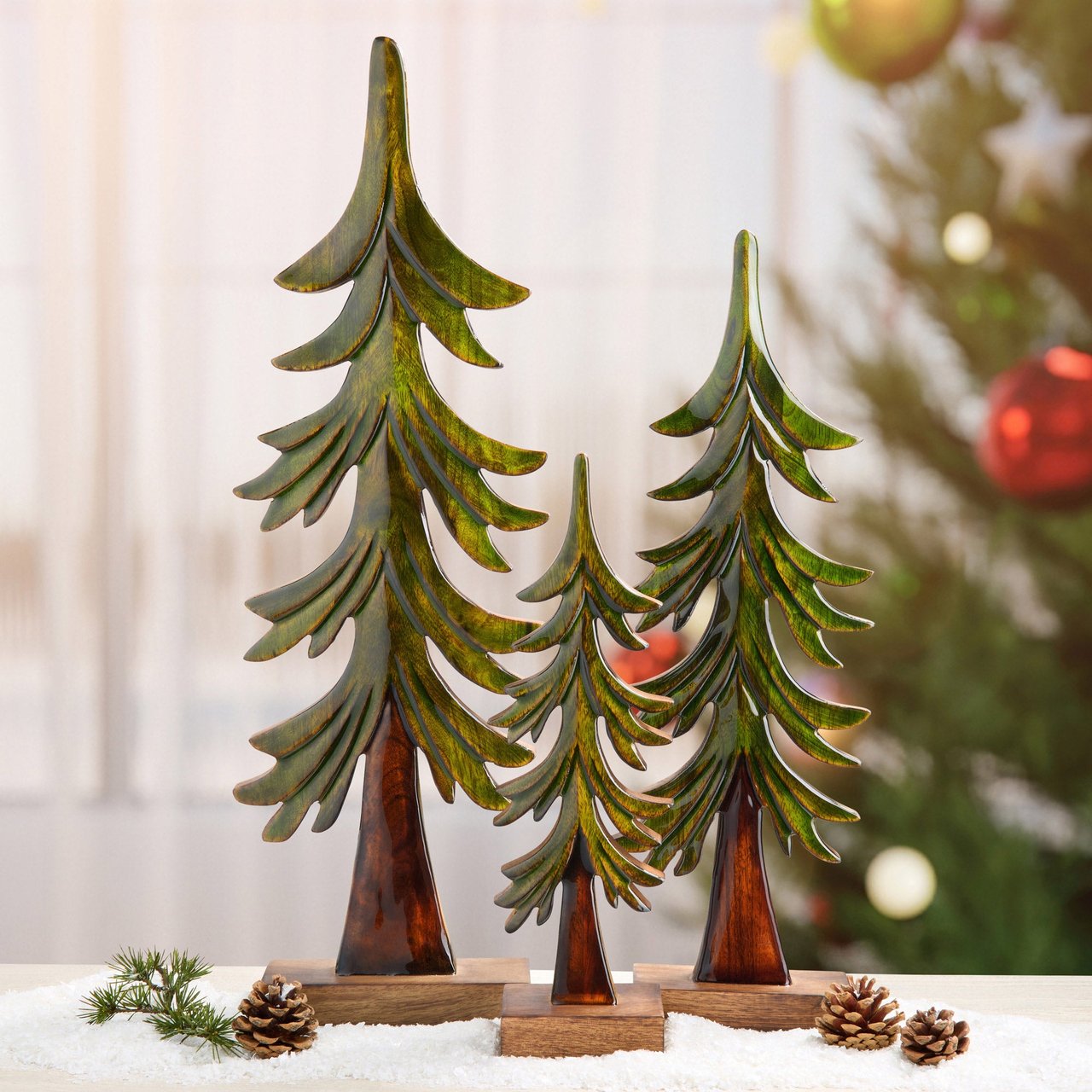 Wood and Enamel Trees Set of 3 (#1851638) - $53.99