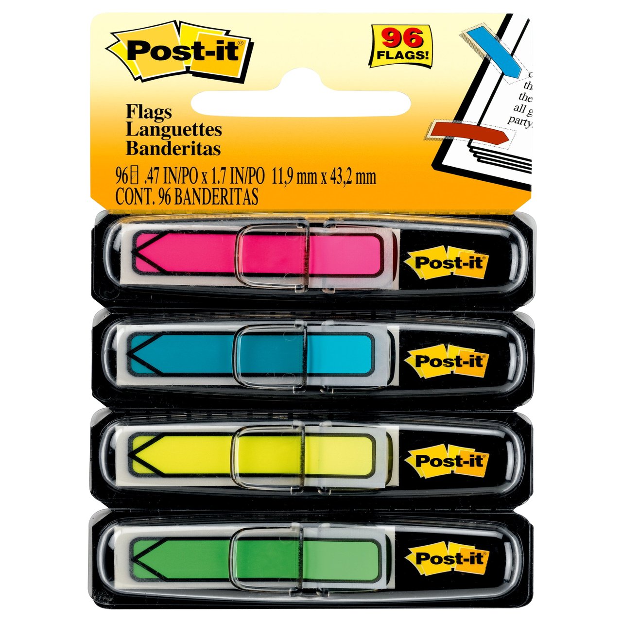 Post-it Arrow Flags, 0.5" Assorted Colors, 288 Count (MMM684ARR4KT) - Image 1