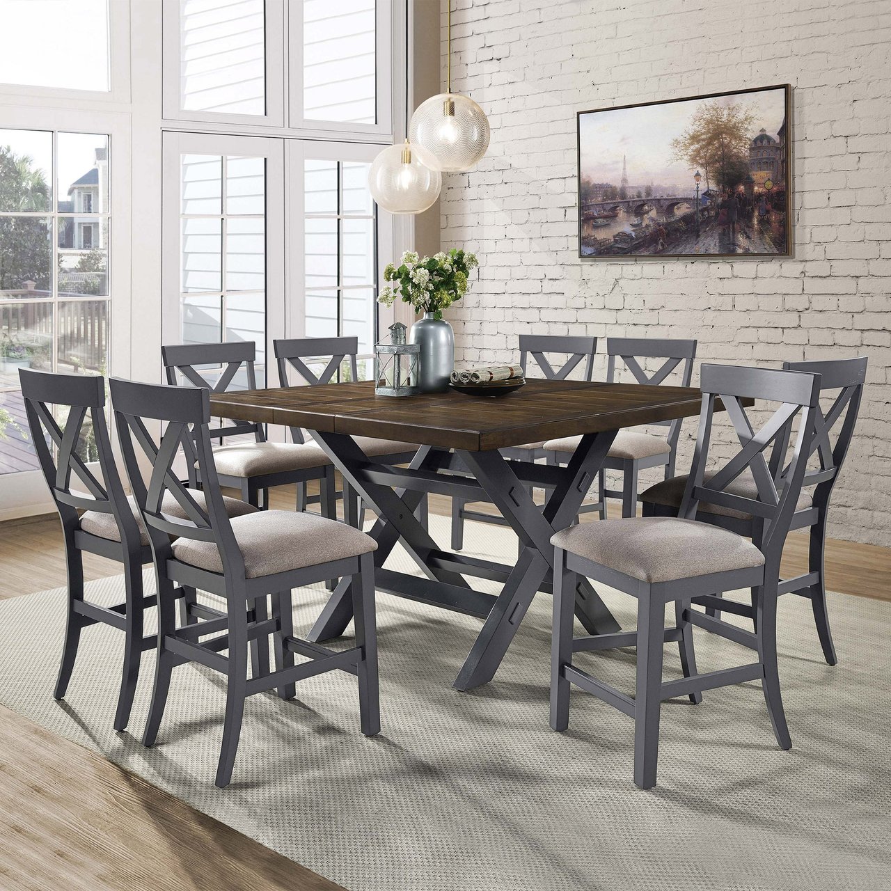Bayside Furnishings Tristan 9-Piece Counter Height Dining Set - Image 1