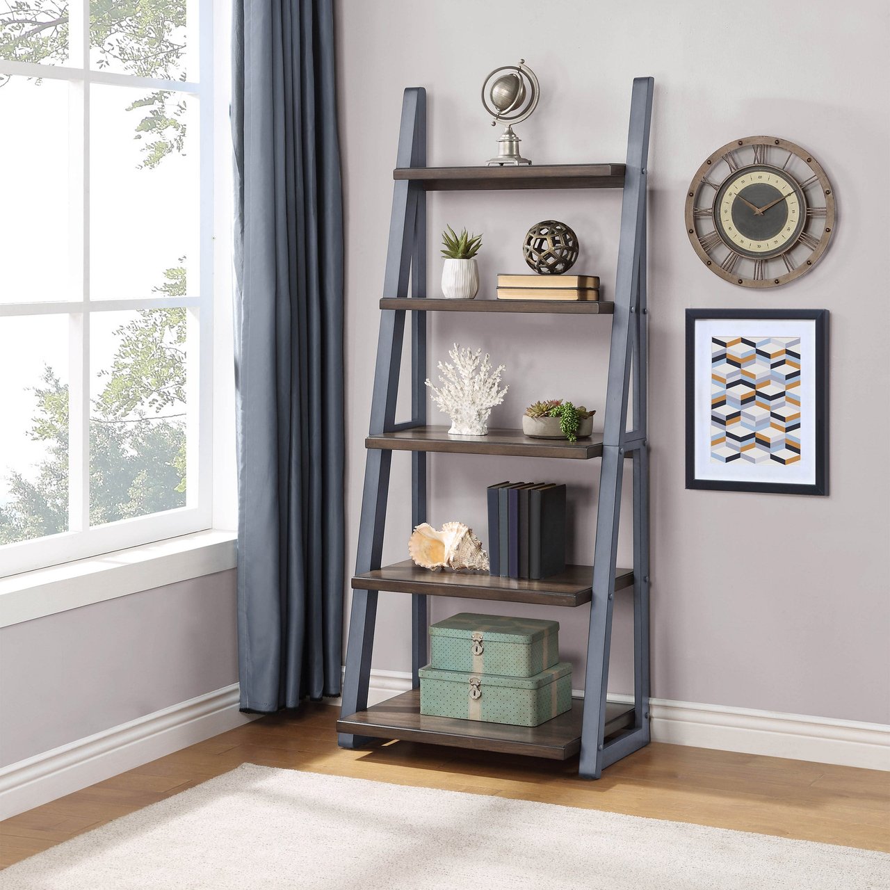 Bayside Furnishings Ashcroft 72" Ladder Bookcase - Image 1