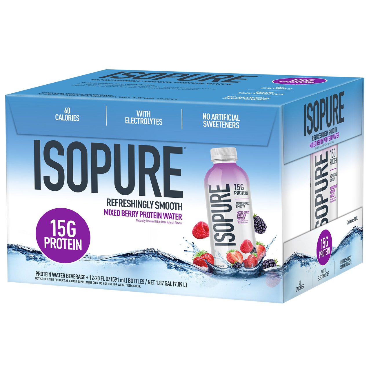 Isopure 15g Protein Drink 20 fl oz / 12 Pack - Image 1