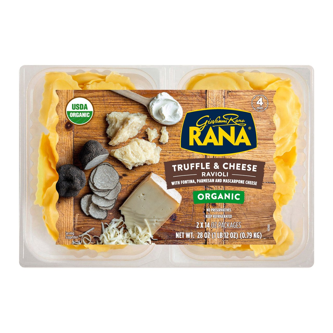 Rana Organic Truffle & Cheese Ravioli, 2/14 oz - Image 1