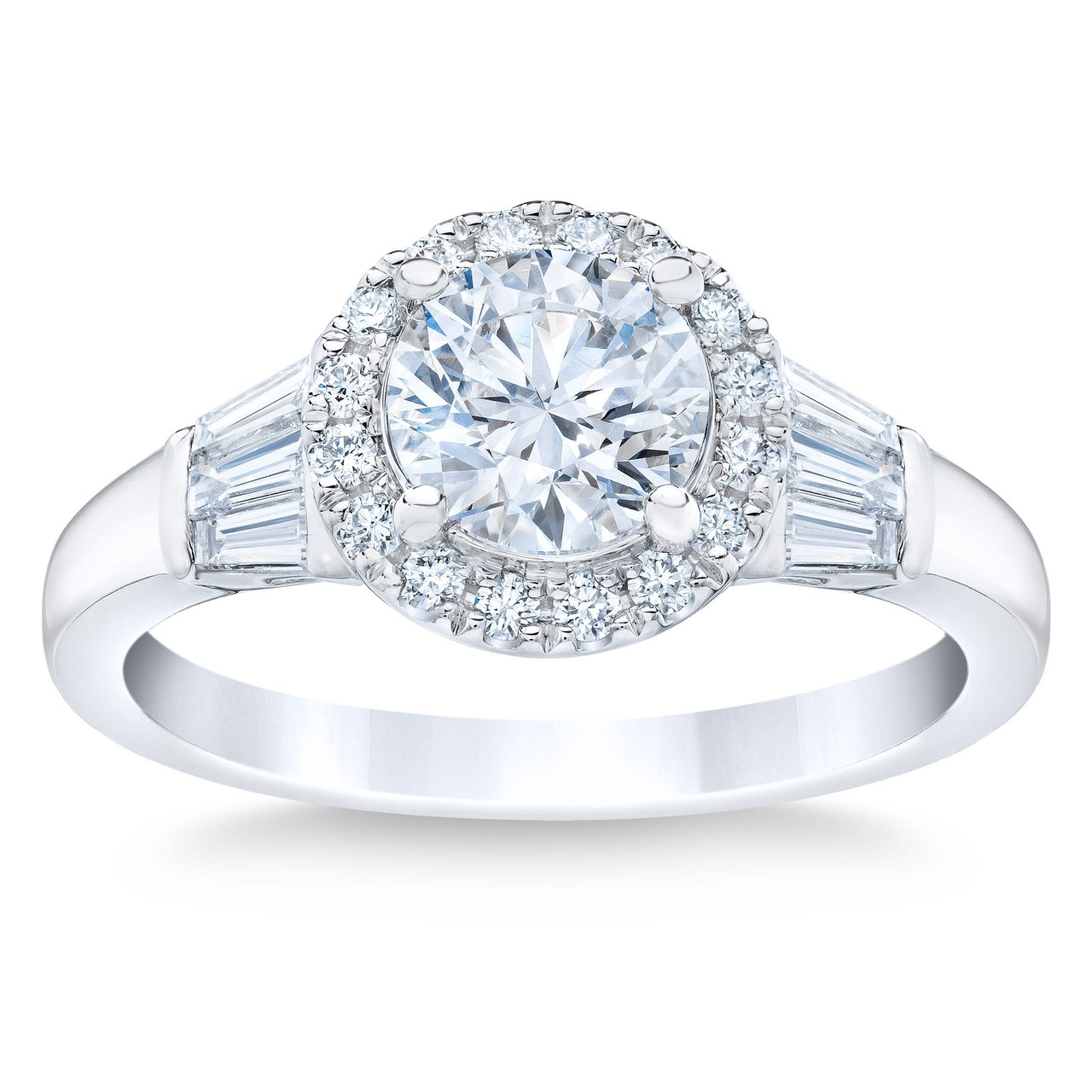 1.70 CTW Round Diamond Platinum Wedding Ring, Size 7, 1.20ct Center, VS1 Clarity, H Color - Image 1