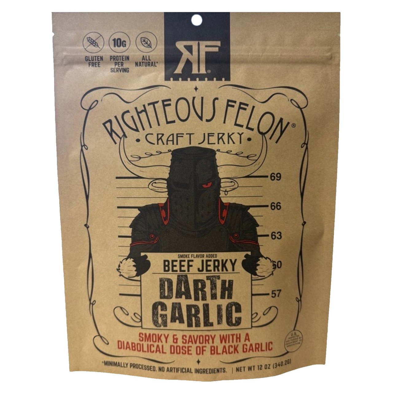 Righteous Felon Craft Jerky Darth Garlic Beef Jerky, 12 oz - Image 1