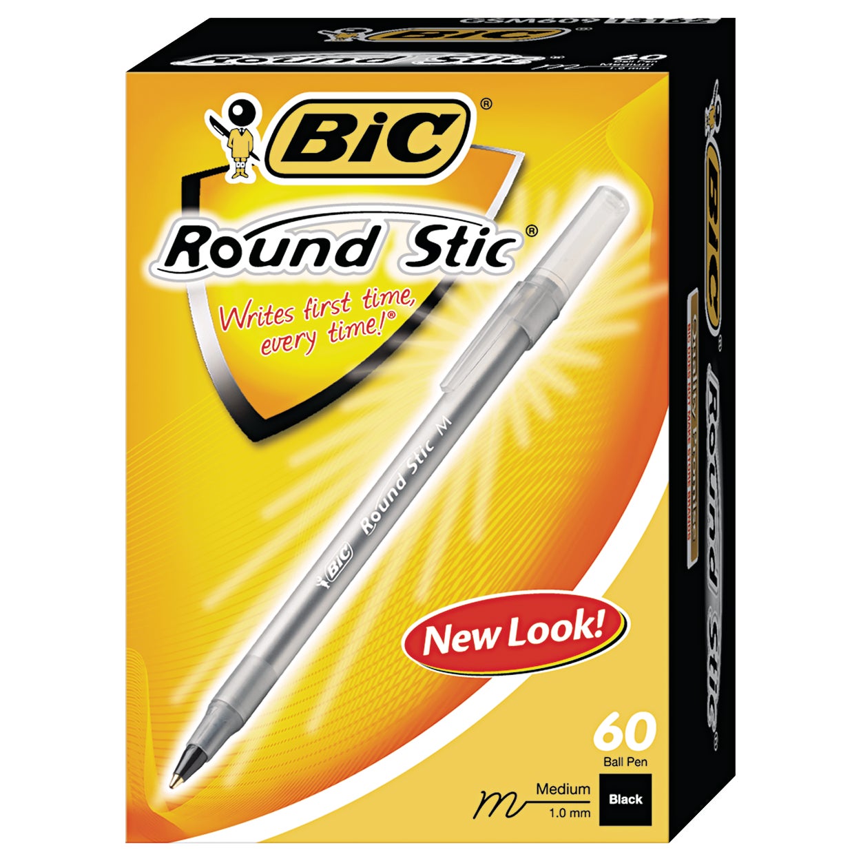 BIC Round Stic Xtra Life Ballpoint Pen, Black, 60 Count - Image 1