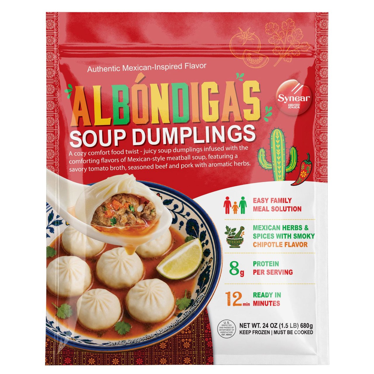 Synear Albóndigas Soup Dumplings, Smoky Chipotle, 24 oz - Image 1