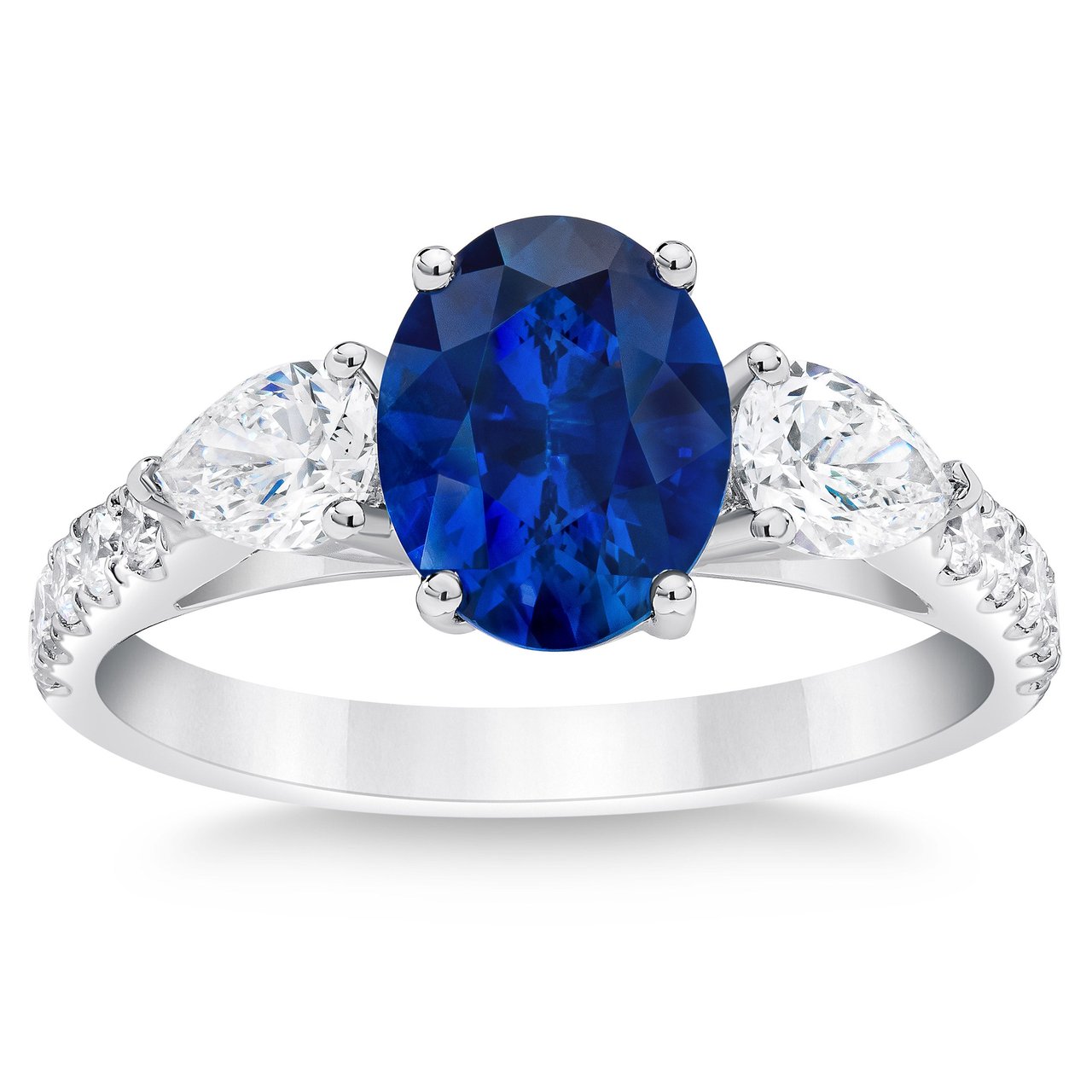2.11 CTW Oval Cut Blue Sapphire & 0.71 CTW Diamond 14KT White Gold Ring - Image 1