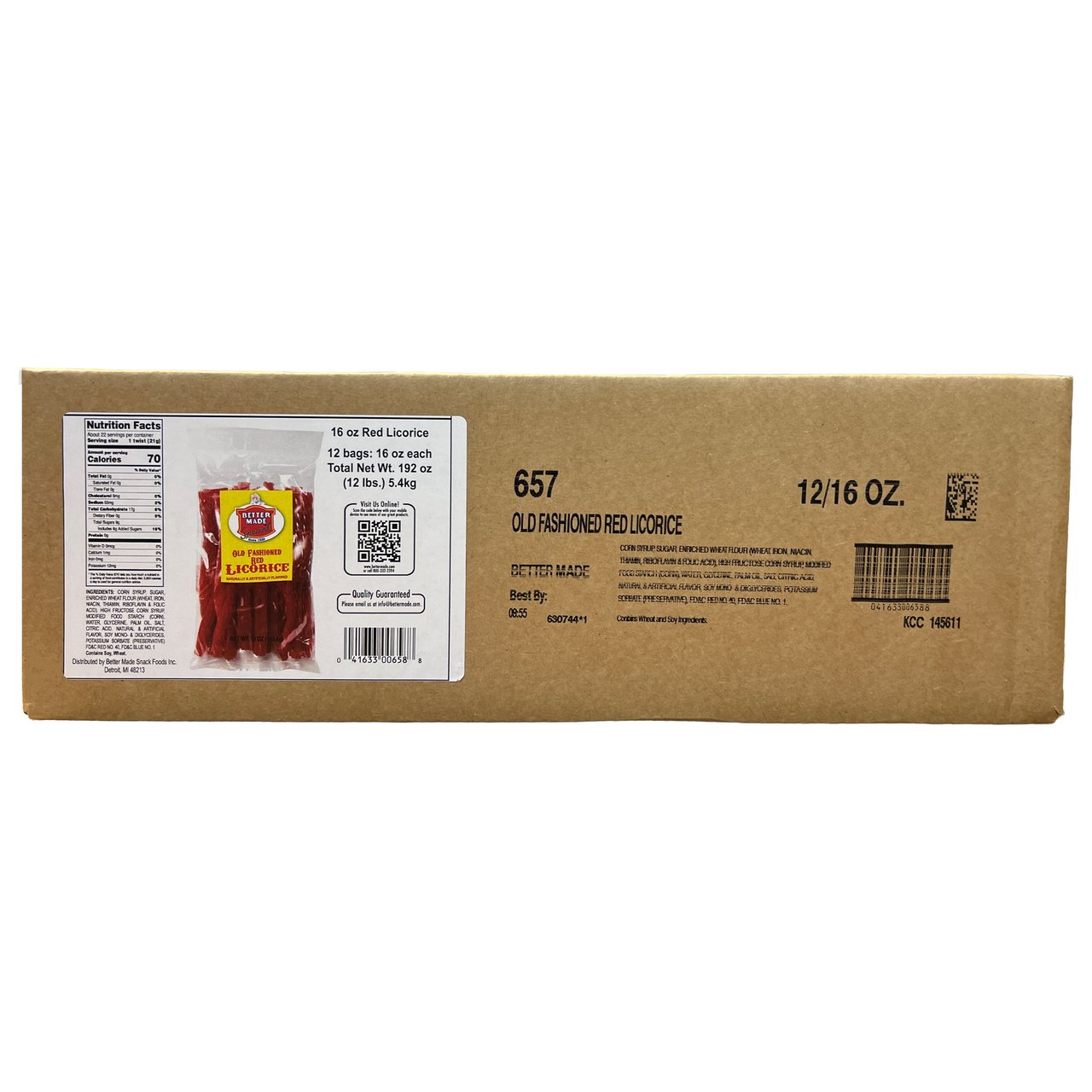 Better Made Old Fashioned Red Licorice, 12 × 16 oz - Image 1